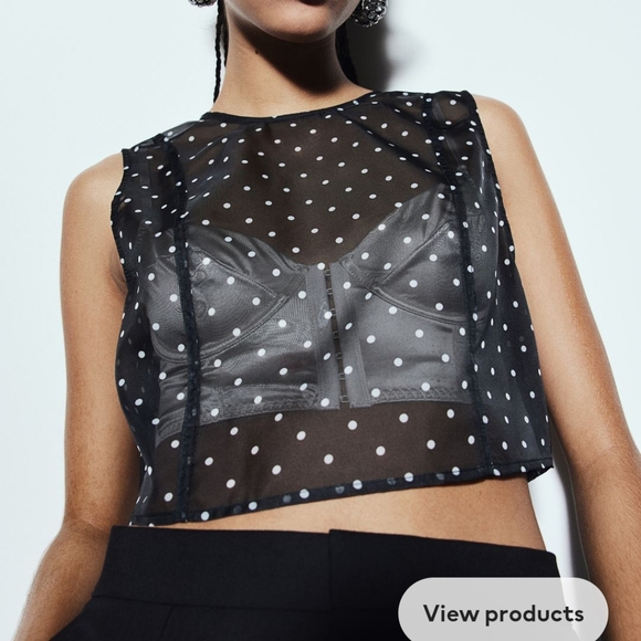 Organza Sleeveless Short Crop Top with Open Back - Picture 2 of 5